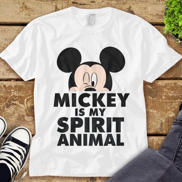Disney Mickey Is My Spirit Animal Mickey Mouse T-shirt Unisex Adult T-shirt - Picture 1 of 2